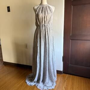 TJD The Jetset Diaries | Medusa Gray and cream halter neck Tie waist Maxi Small